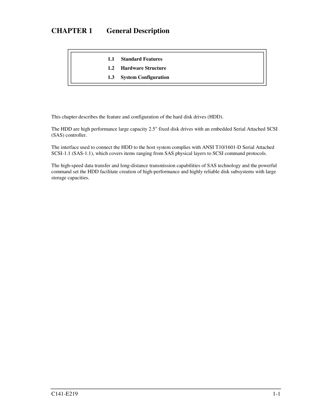 Fujitsu MAV2036RC, MAV2073RC manual General Description, Standard Features Hardware Structure System Configuration 