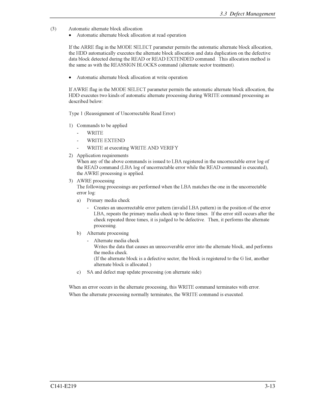 Fujitsu MAV2036RC, MAV2073RC manual Write Write Extend 