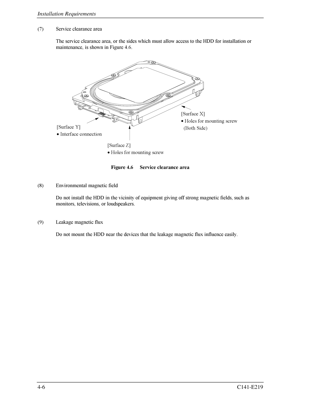 Fujitsu MAV2073RC, MAV2036RC manual Service clearance area 