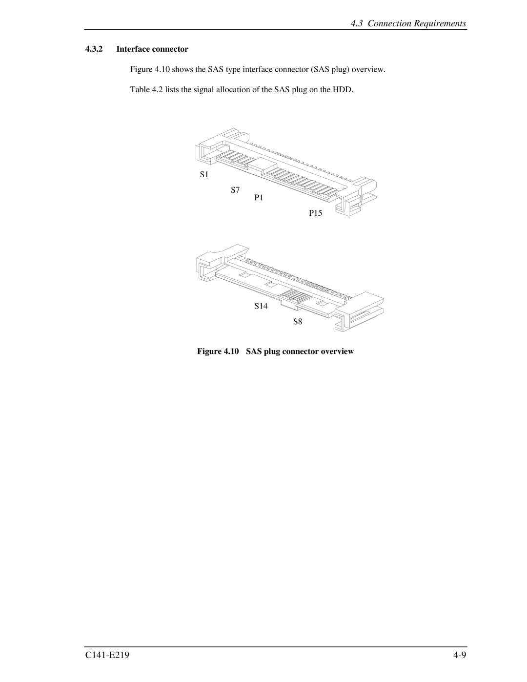 Fujitsu MAV2036RC, MAV2073RC manual Interface connector, SAS plug connector overview 