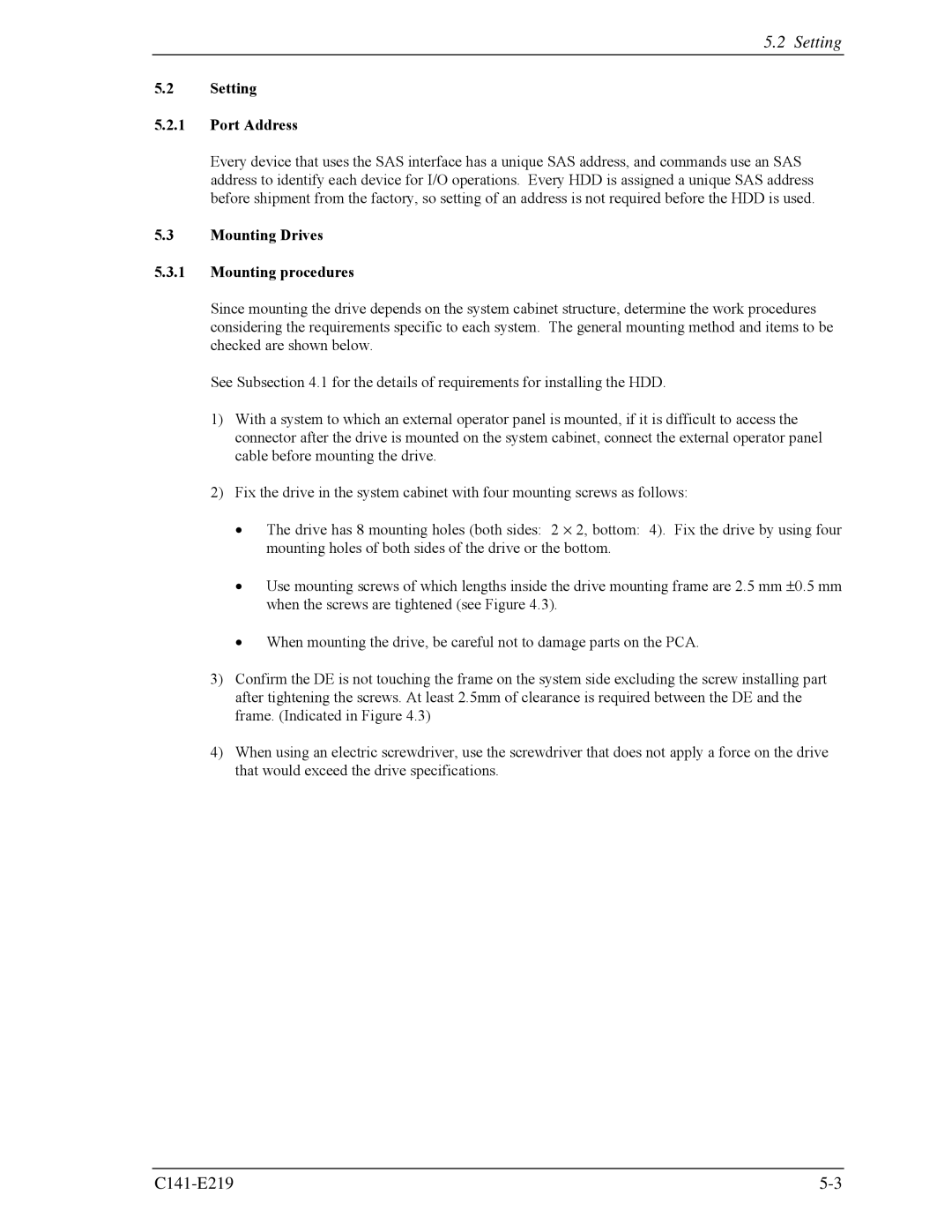 Fujitsu MAV2036RC, MAV2073RC manual Setting Port Address, Mounting Drives Mounting procedures 