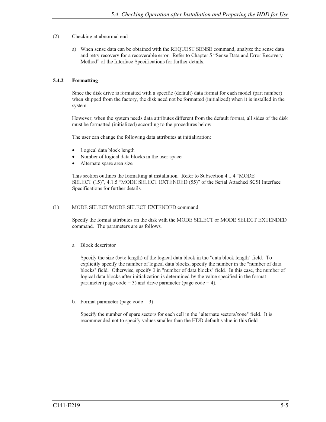 Fujitsu MAV2036RC, MAV2073RC manual Formatting 