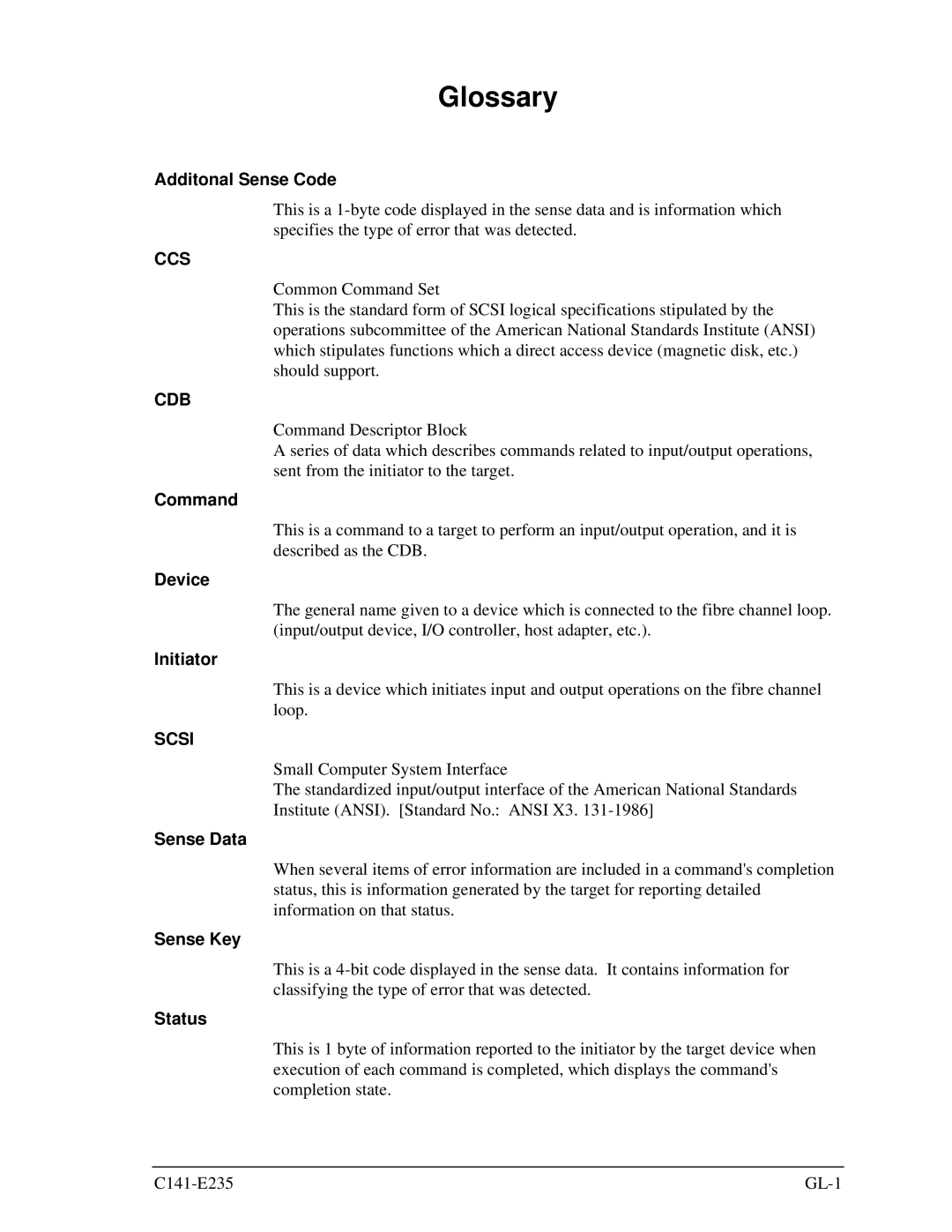 Fujitsu MAW3073fc, MAW3300FC, MAW3147FC manual Glossary 