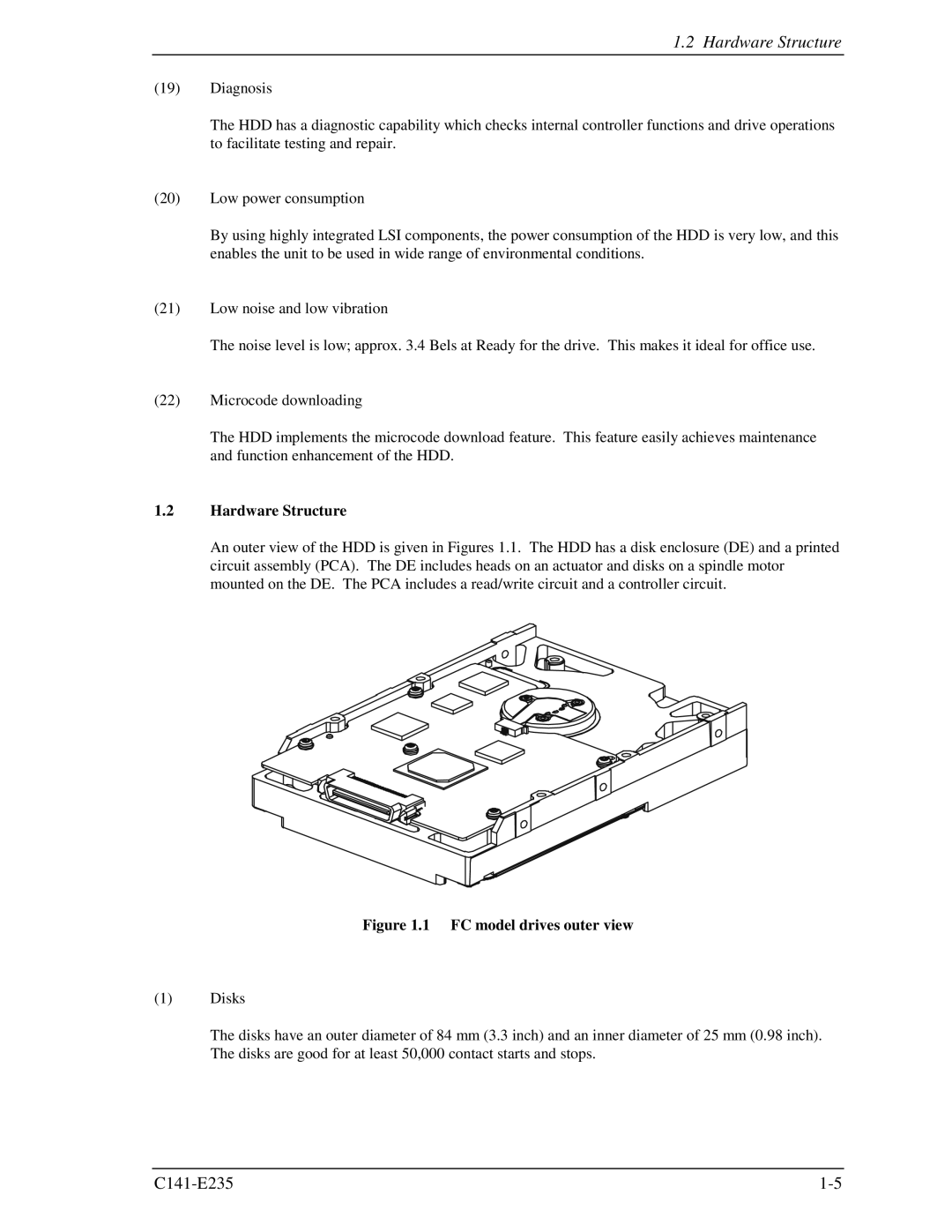 Fujitsu MAW3300FC, MAW3147FC, MAW3073fc manual Hardware Structure, FC model drives outer view 