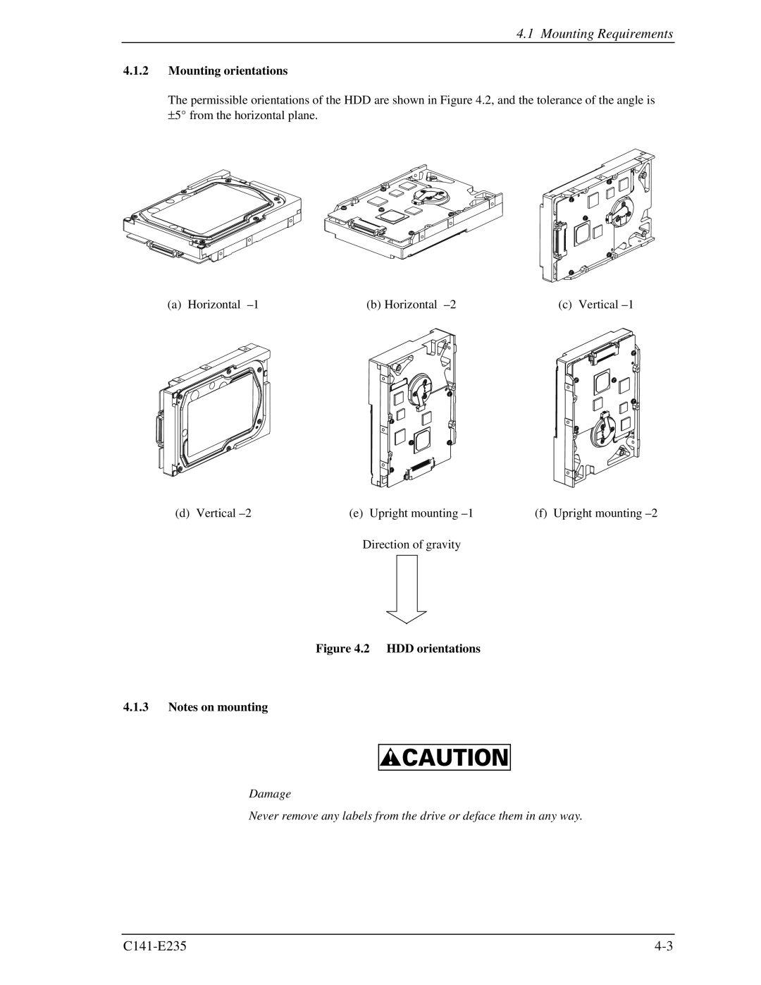 Fujitsu MAW3147FC, MAW3300FC, MAW3073fc manual Mounting Requirements, Mounting orientations 