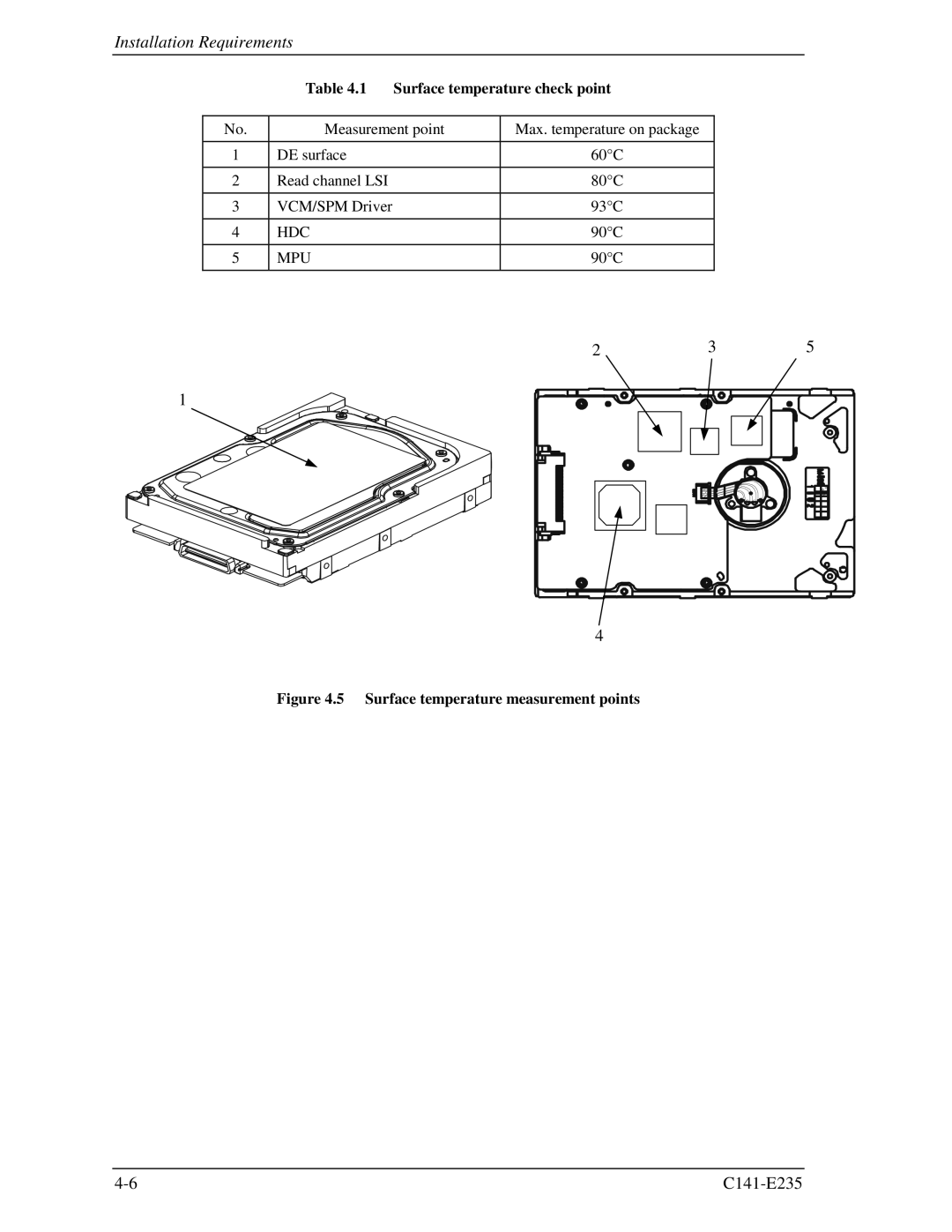 Fujitsu MAW3147FC, MAW3300FC, MAW3073fc manual Surface temperature check point, Hdc, Mpu 