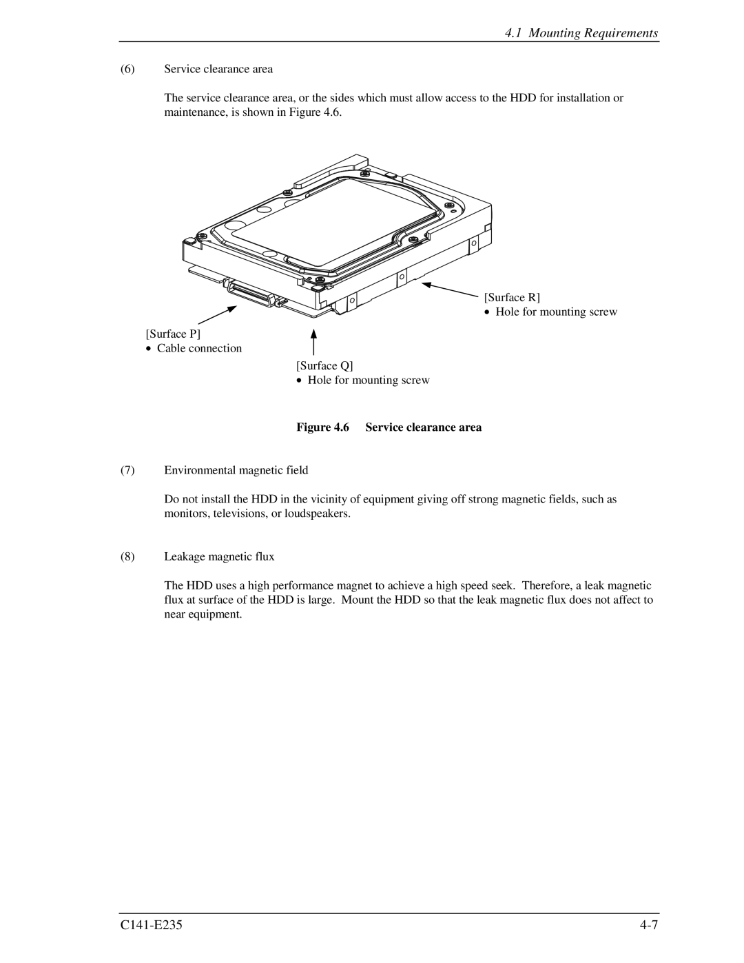 Fujitsu MAW3073fc, MAW3300FC, MAW3147FC manual Service clearance area 