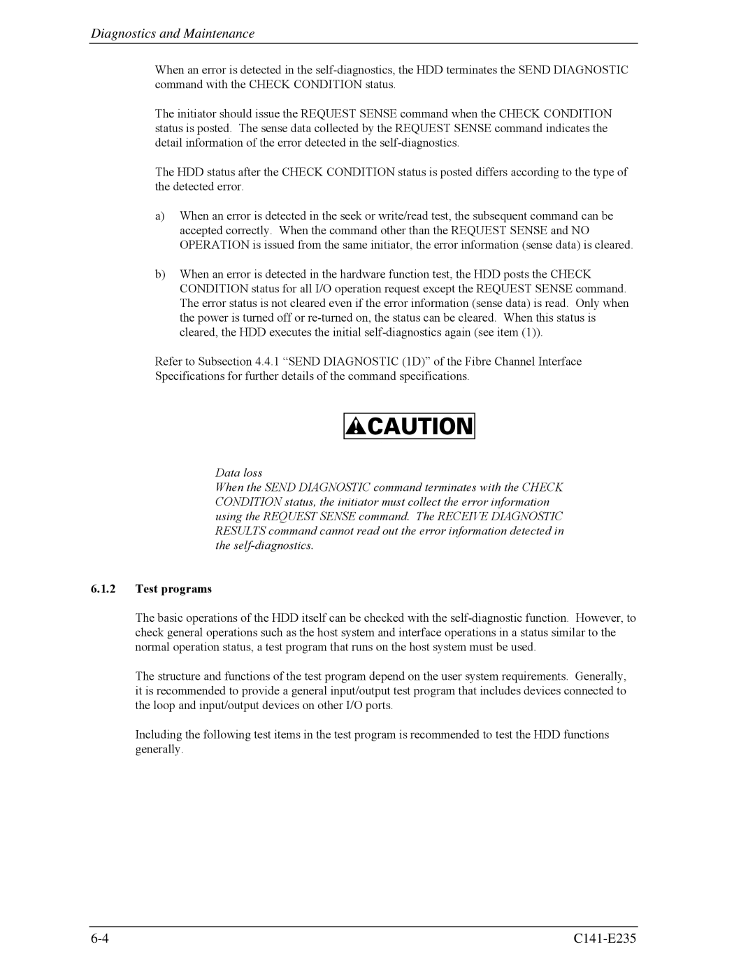 Fujitsu MAW3147FC, MAW3300FC, MAW3073fc manual Test programs 