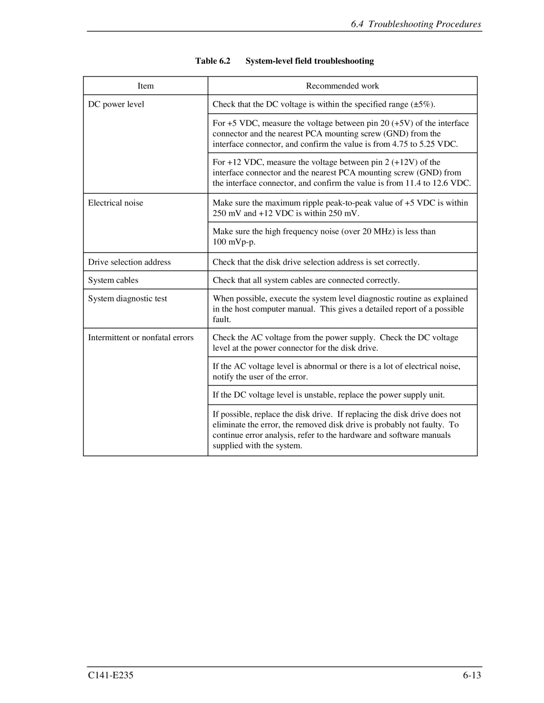 Fujitsu MAW3147FC, MAW3300FC, MAW3073fc manual Troubleshooting Procedures, System-level field troubleshooting 