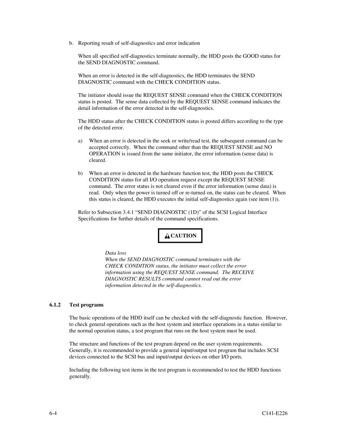 Fujitsu MAW3073NC/NP, MAW3300NC/NP, MAW3147NC/NP manual Test programs 