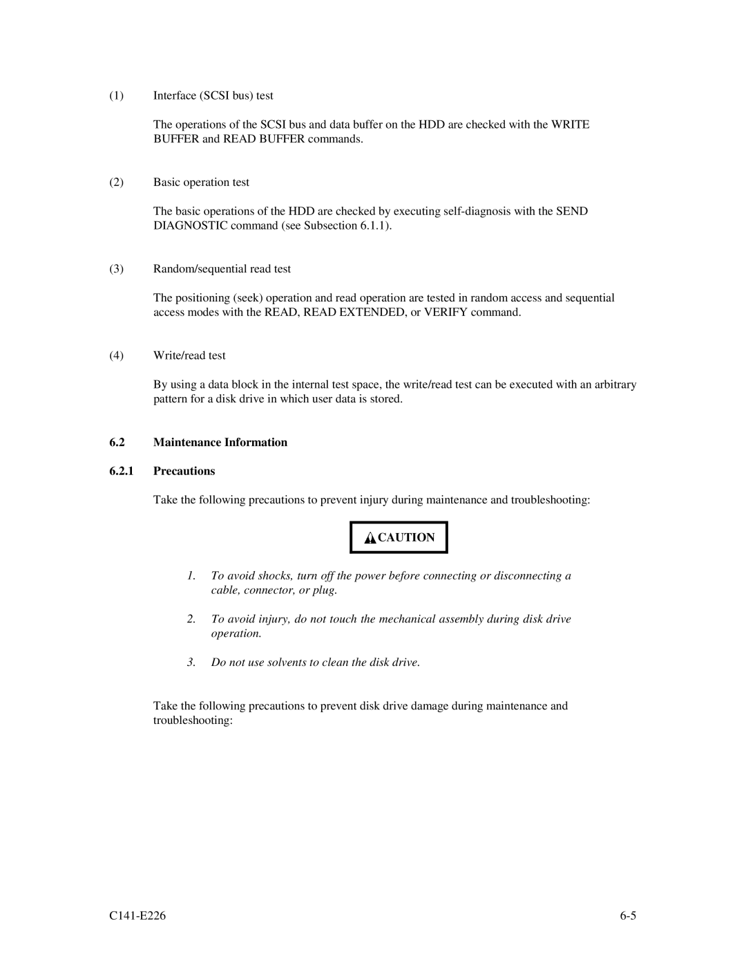 Fujitsu MAW3147NC/NP, MAW3300NC/NP, MAW3073NC/NP manual Maintenance Information Precautions 