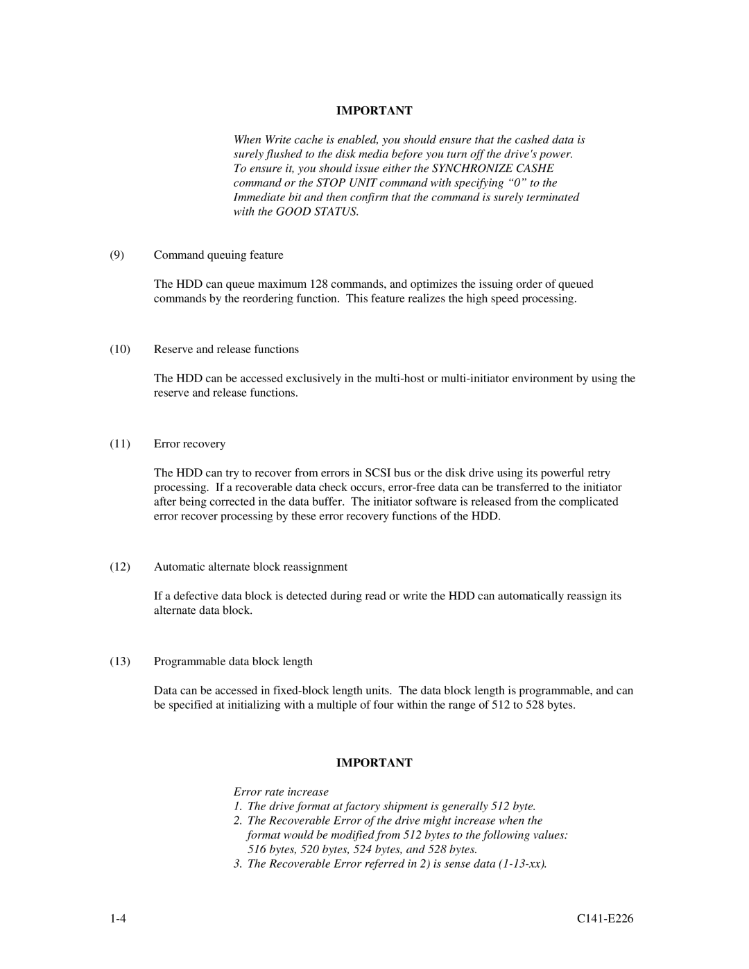 Fujitsu MAW3147NC/NP, MAW3300NC/NP, MAW3073NC/NP manual C141-E226 