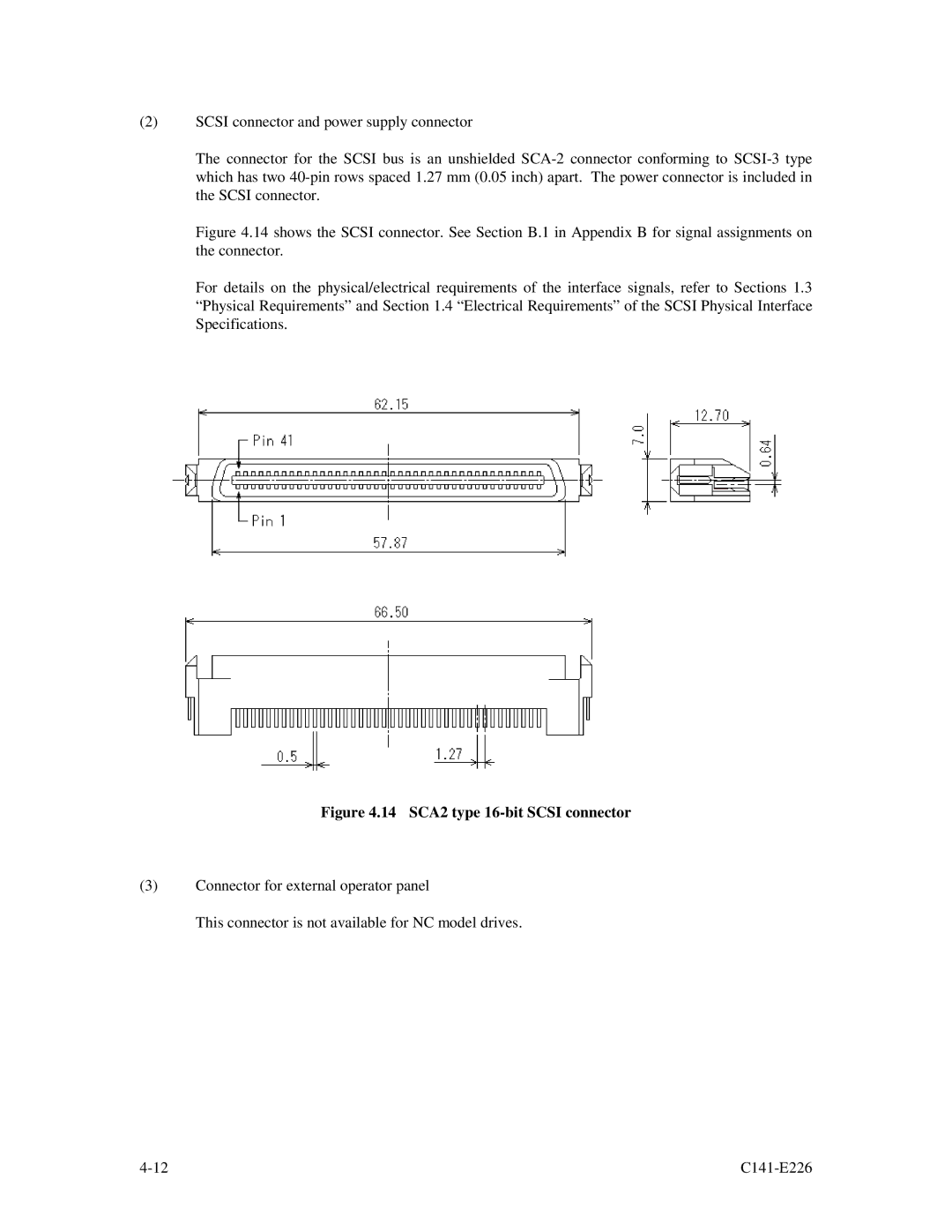 Fujitsu MAW3147NC/NP, MAW3300NC/NP, MAW3073NC/NP manual 14 SCA2 type 16-bit Scsi connector 