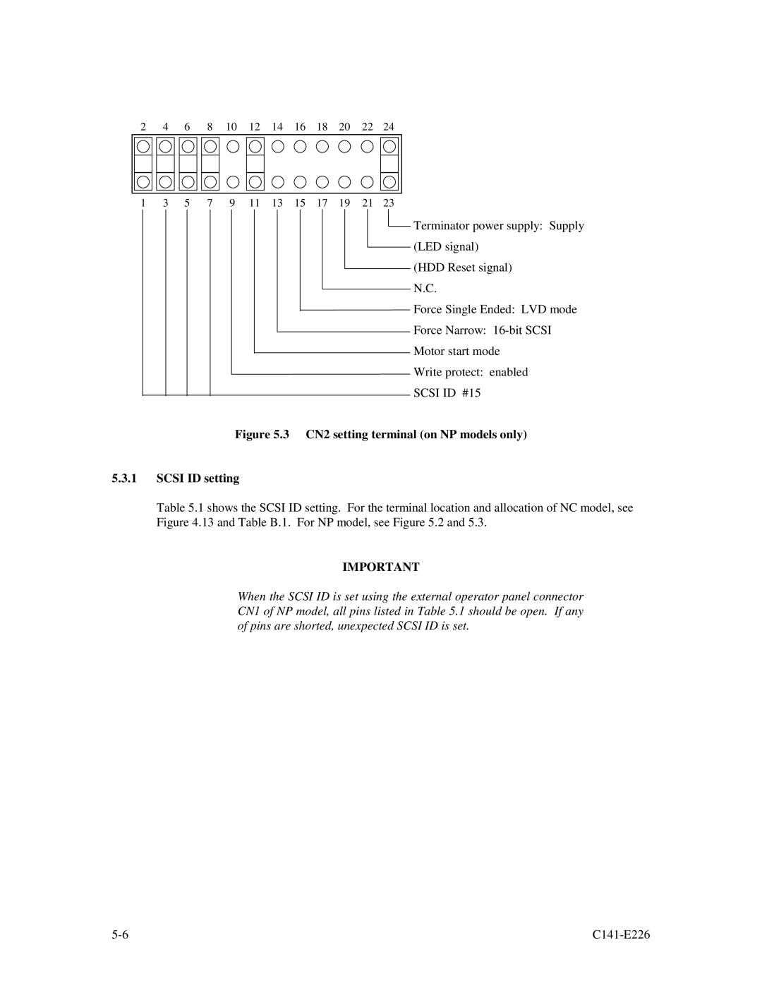 Fujitsu MAW3300NC/NP, MAW3073NC/NP, MAW3147NC/NP manual Scsi ID #15, CN2 setting terminal on NP models only Scsi ID setting 