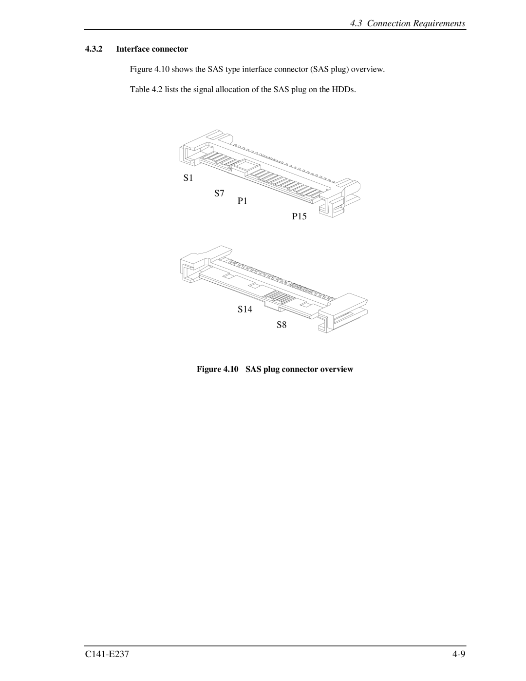 Fujitsu MAX3036RC, MAX3147RC, MAX3073RC manual Connection Requirements, Interface connector 