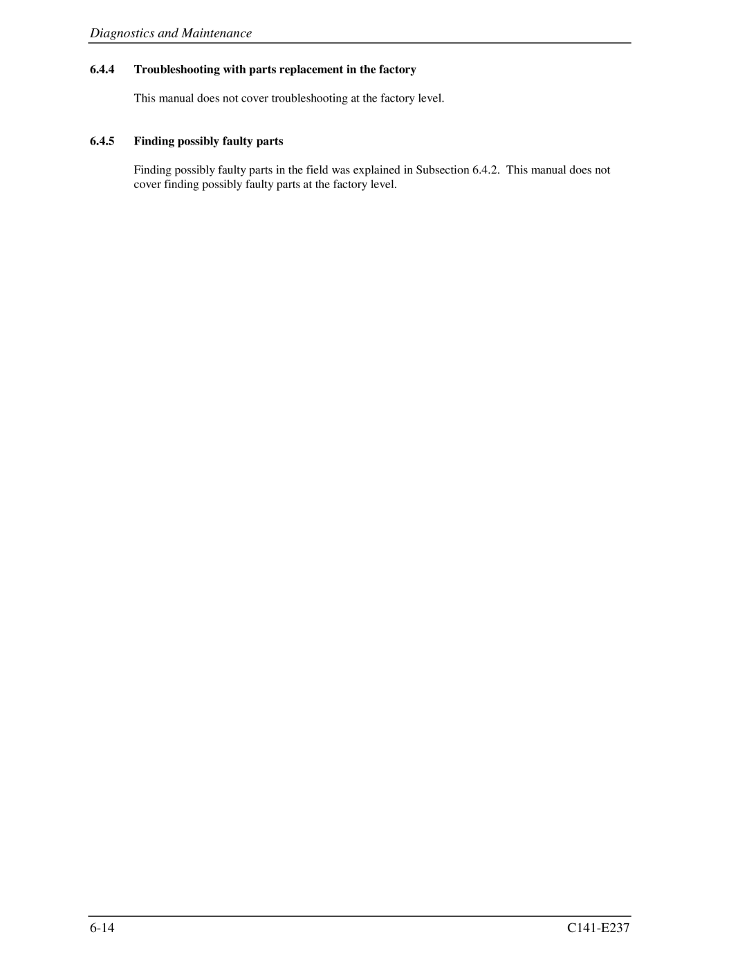 Fujitsu MAX3036RC, MAX3147RC manual Troubleshooting with parts replacement in the factory, Finding possibly faulty parts 