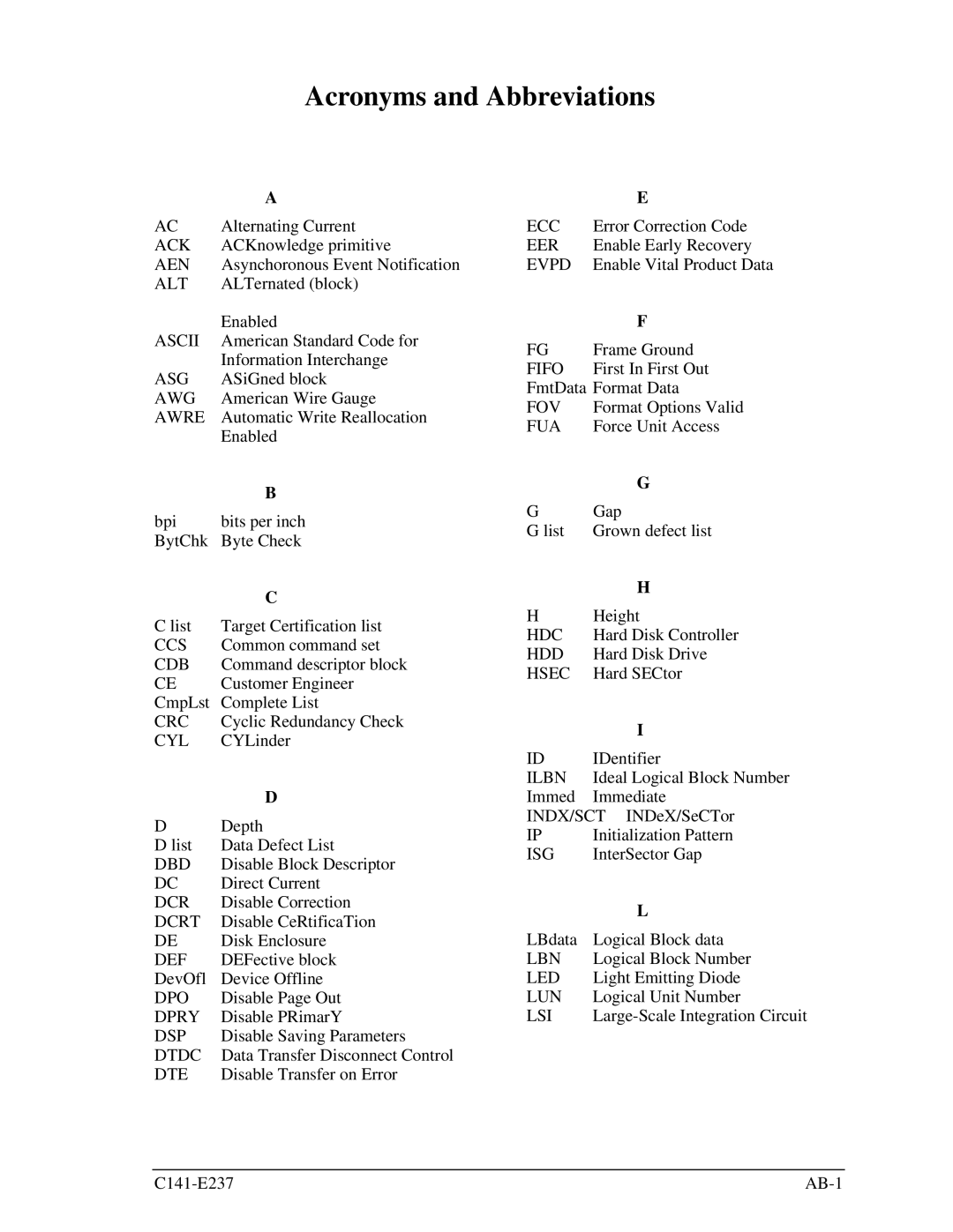 Fujitsu MAX3147RC, MAX3036RC, MAX3073RC manual Acronyms and Abbreviations 