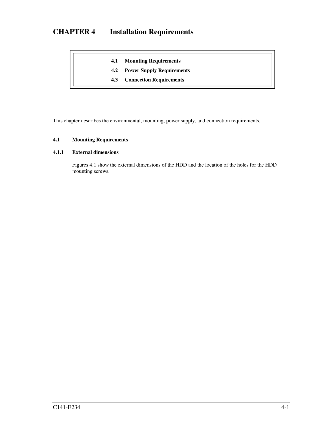 Fujitsu MAX3147FC, MAX3073FC, MAX3036FC manual Installation Requirements, Mounting Requirements External dimensions 