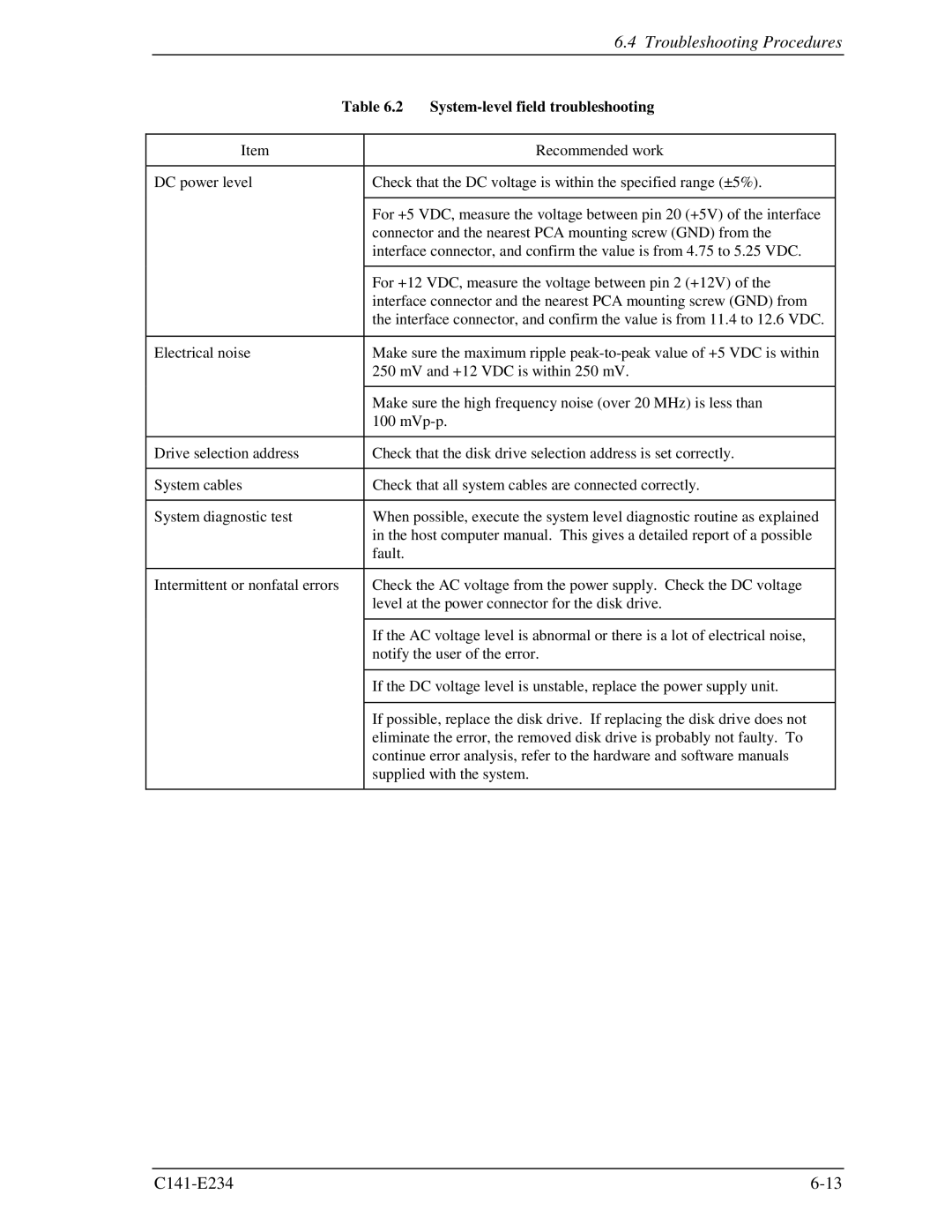 Fujitsu MAX3036FC, MAX3073FC, MAX3147FC manual Troubleshooting Procedures, System-level field troubleshooting 