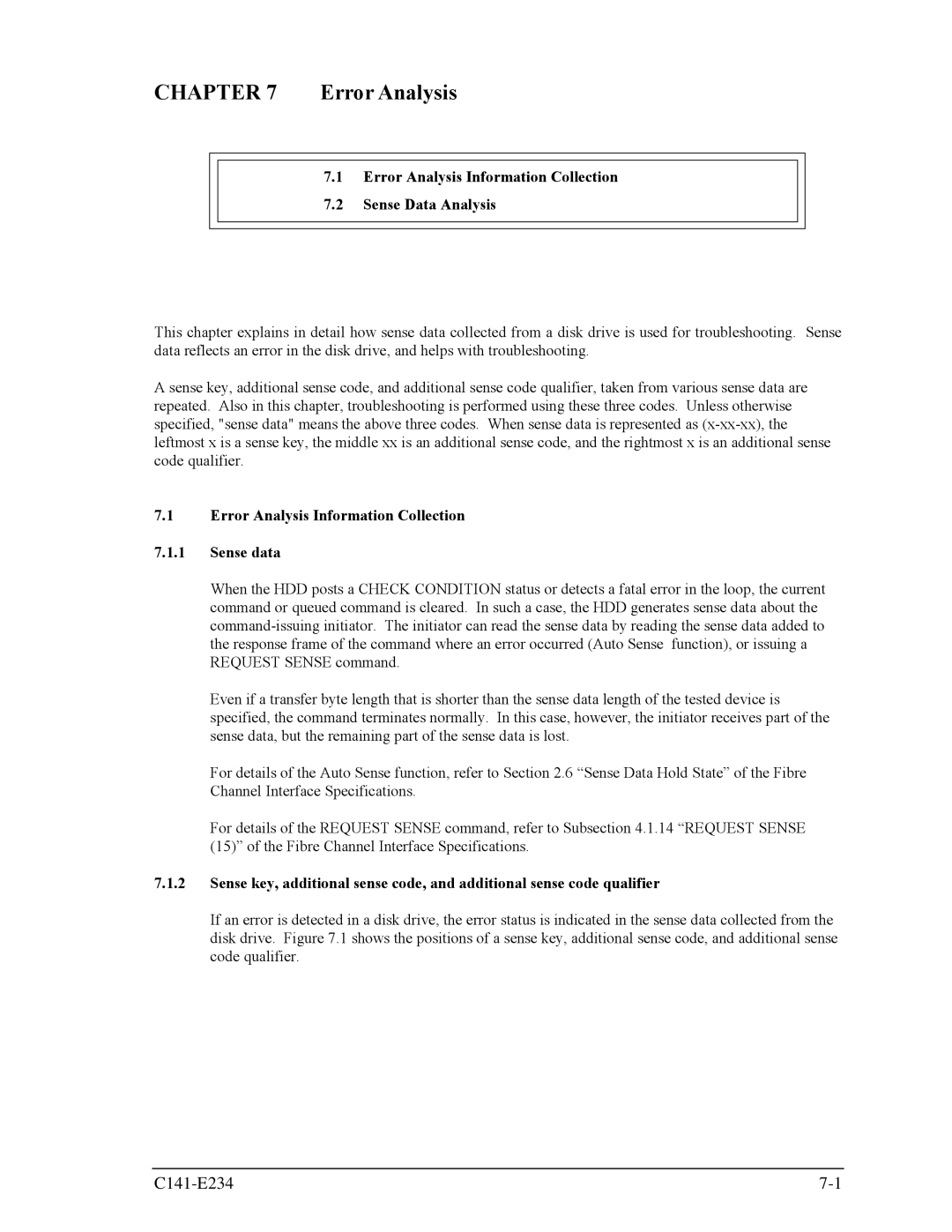 Fujitsu MAX3147FC, MAX3073FC, MAX3036FC manual Error Analysis Information Collection Sense Data Analysis 