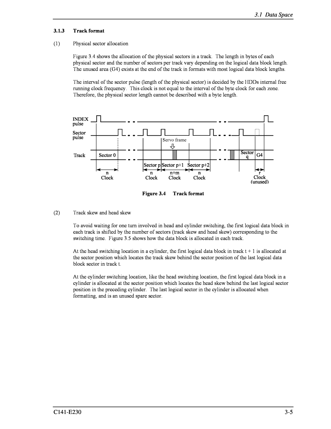 Fujitsu MAY2036RC, MAY2073RC manual Data Space, 4 Track format 