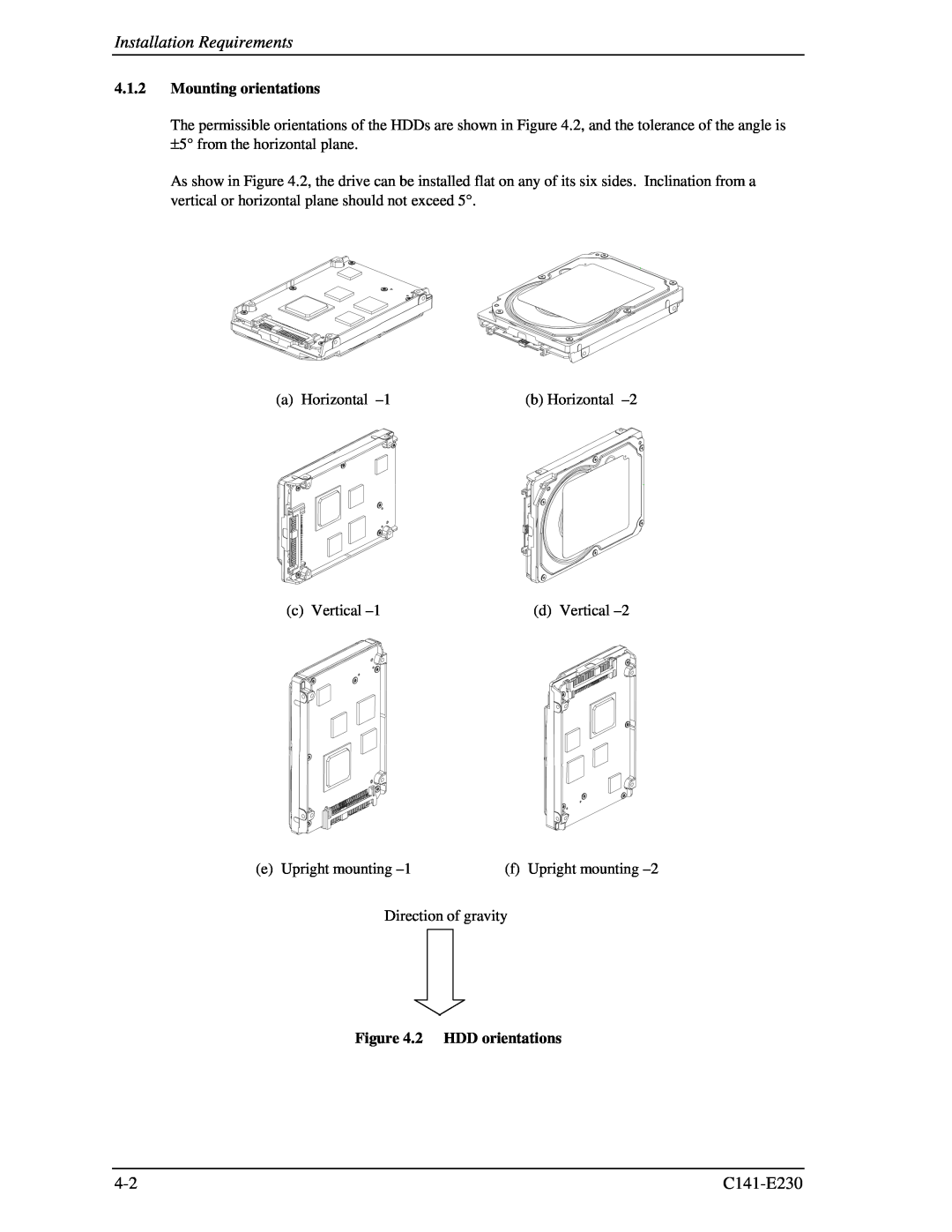 Fujitsu MAY2073RC, MAY2036RC manual Installation Requirements, Mounting orientations, 2 HDD orientations 