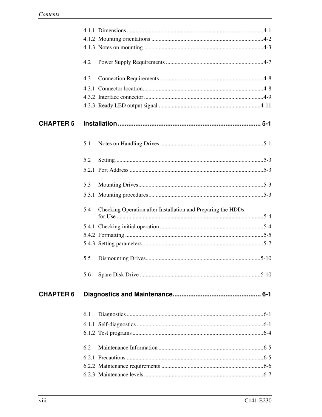 Fujitsu MAY2073RC, MAY2036RC manual Installation, Contents 