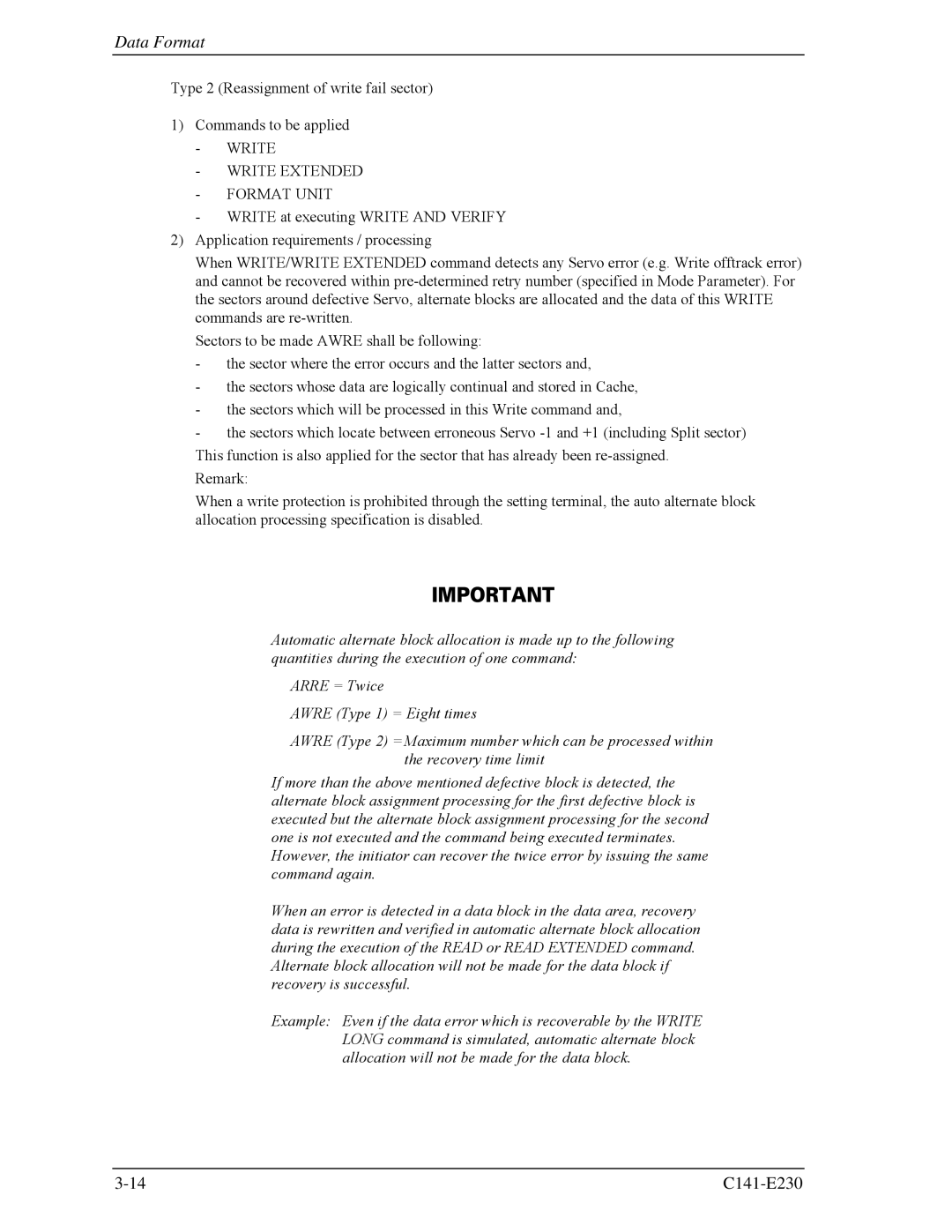 Fujitsu MAY2073RC, MAY2036RC manual Write Write Extended Format Unit 