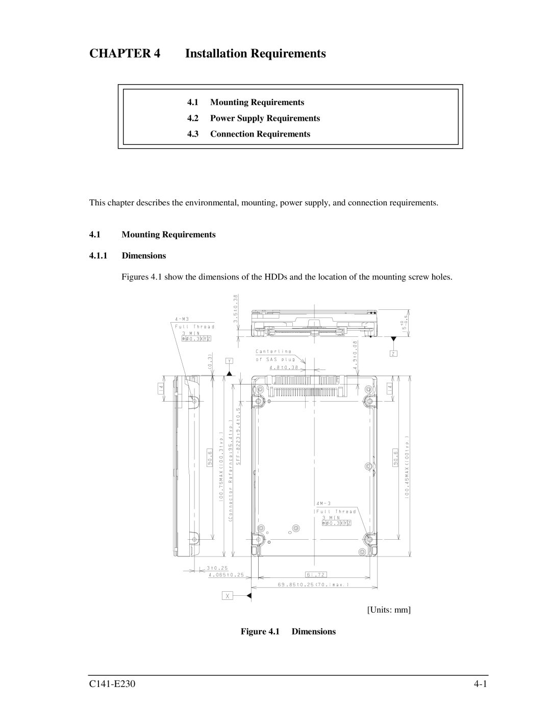 Fujitsu MAY2036RC, MAY2073RC manual Installation Requirements, Mounting Requirements Dimensions 