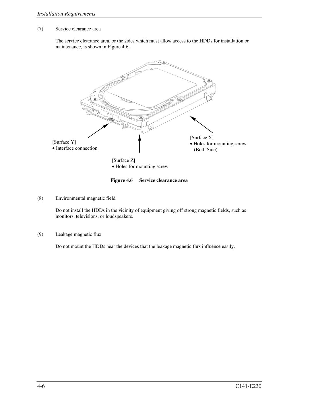 Fujitsu MAY2073RC, MAY2036RC manual Service clearance area 