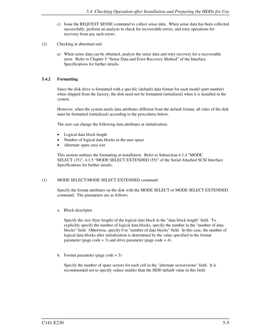 Fujitsu MAY2036RC, MAY2073RC manual Formatting 