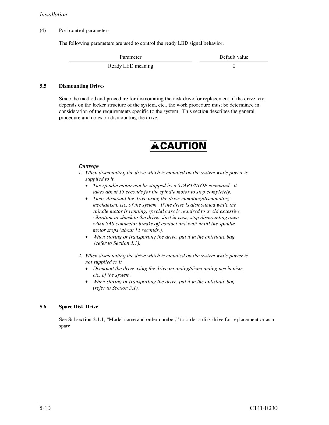 Fujitsu MAY2073RC, MAY2036RC manual Dismounting Drives 