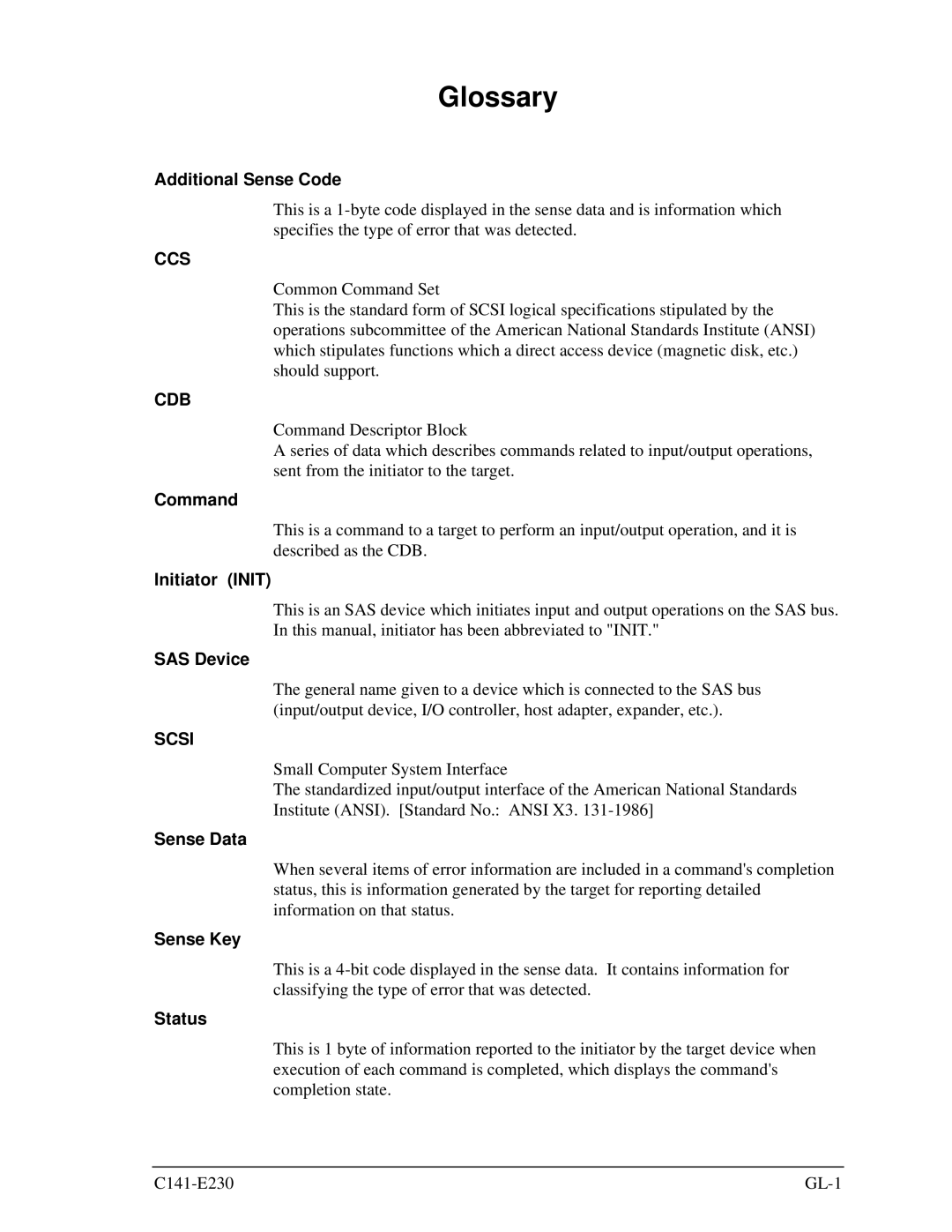 Fujitsu MAY2036RC, MAY2073RC manual Glossary 