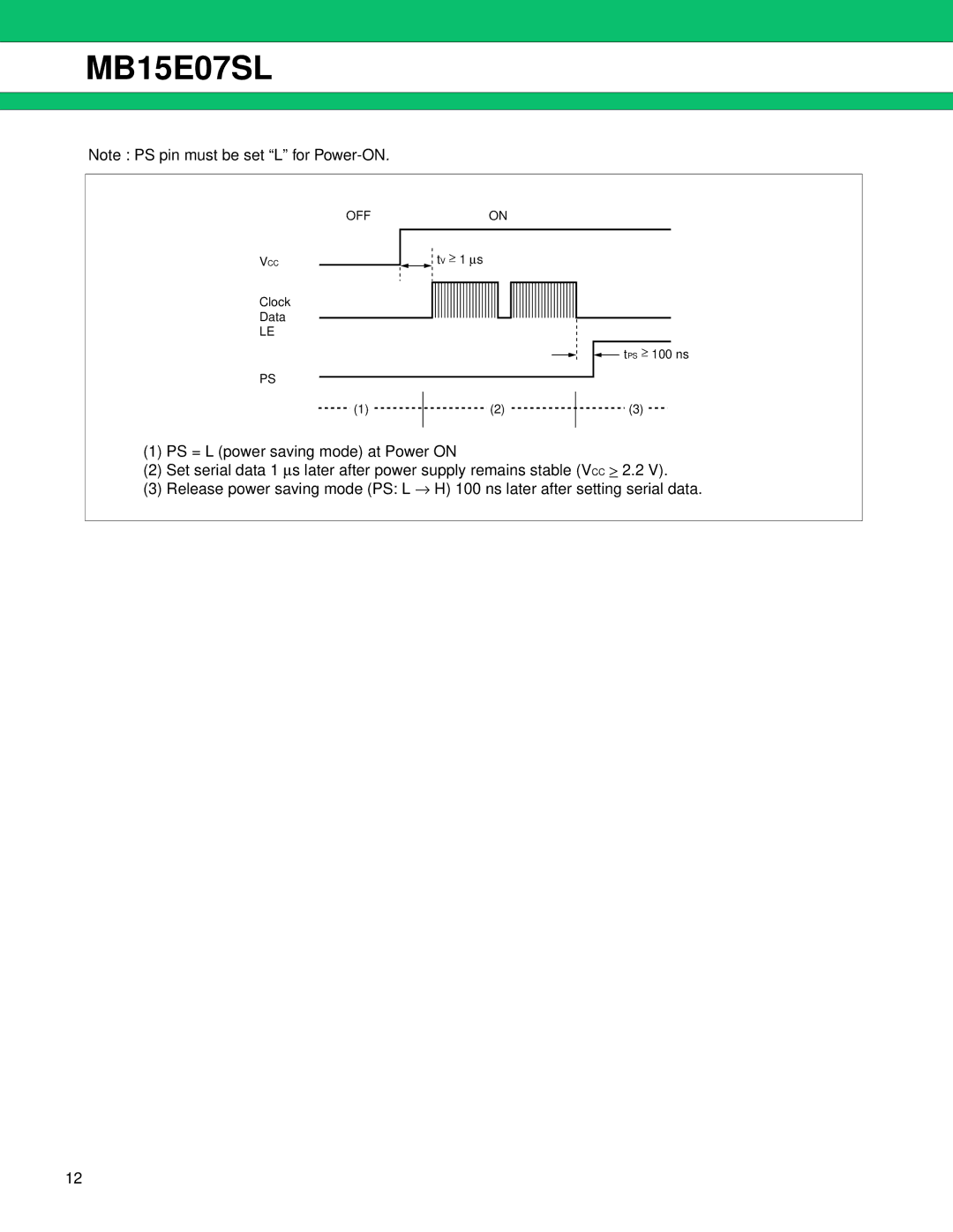 Fujitsu MB15E07SL manual Off 