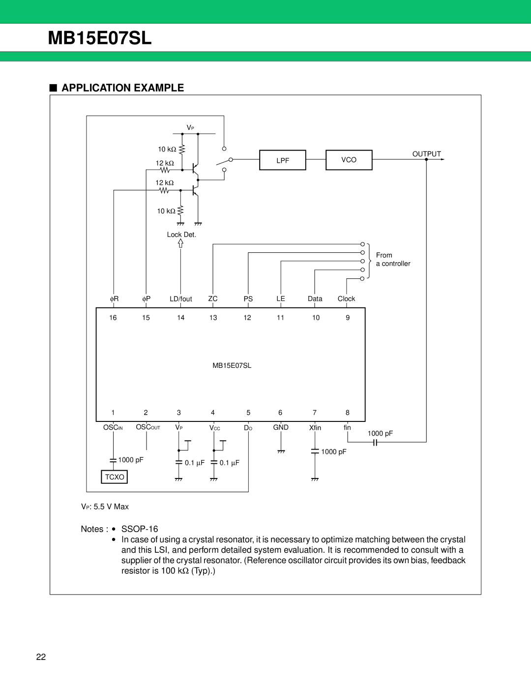 Fujitsu MB15E07SL manual Application Example 