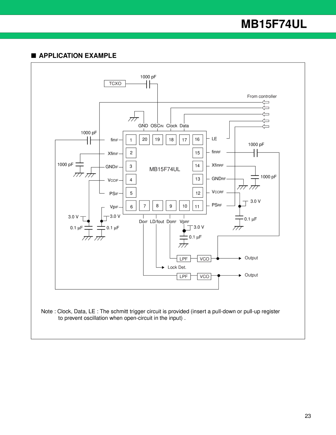 Fujitsu MB15F74UL manual Application Example 