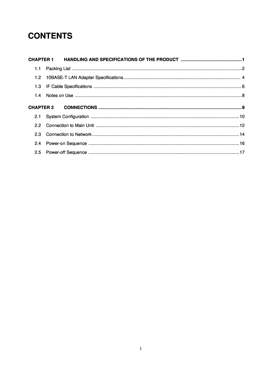Fujitsu MB2142-02 user manual Contents, Chapter, Handling And Specifications Of The Product, Connections 