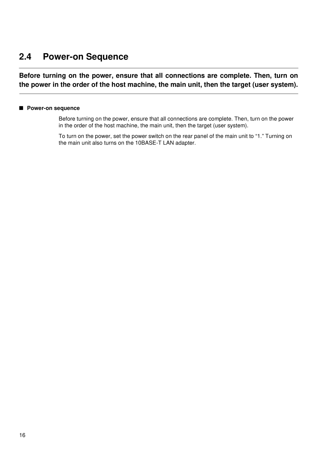 Fujitsu MB2142-02 user manual Power-on Sequence, Power-on sequence 