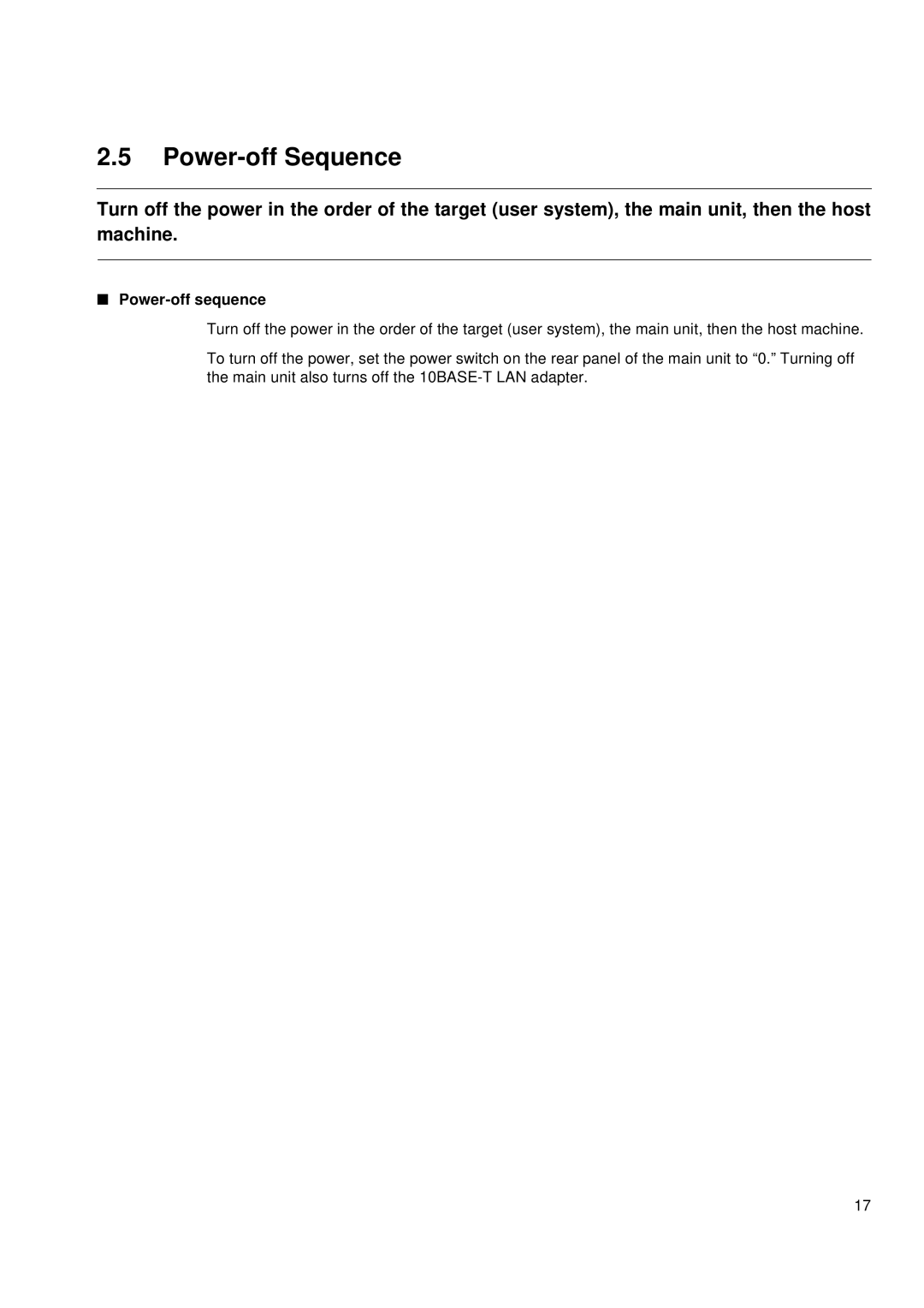 Fujitsu MB2142-02 user manual Power-off Sequence, Power-off sequence 