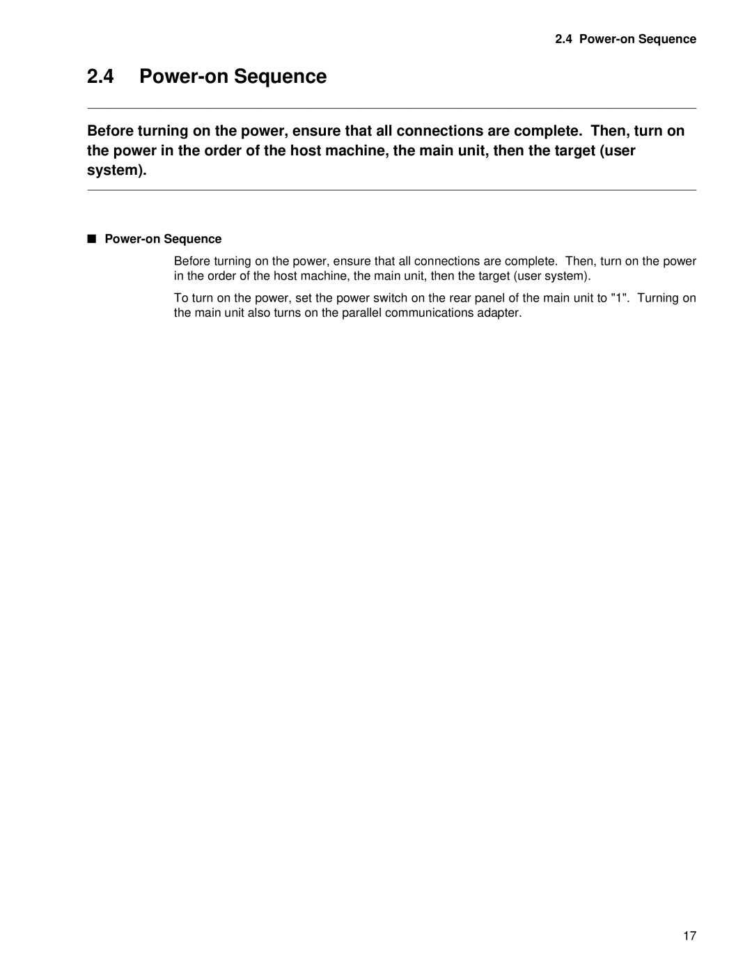 Fujitsu MB2142-03 manual Power-on Sequence 