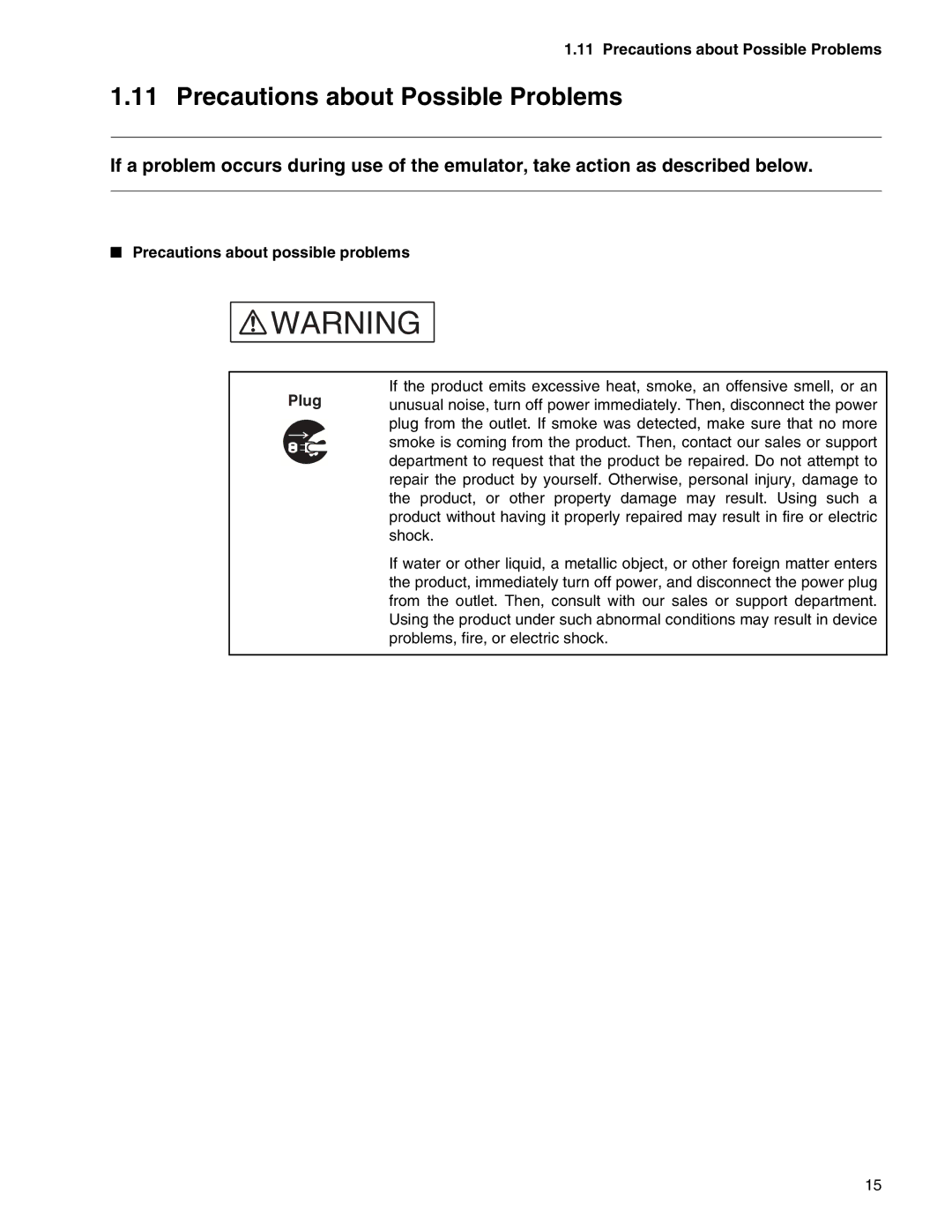 Fujitsu MB2147-01 manual Precautions about Possible Problems, Precautions about possible problems Plug 