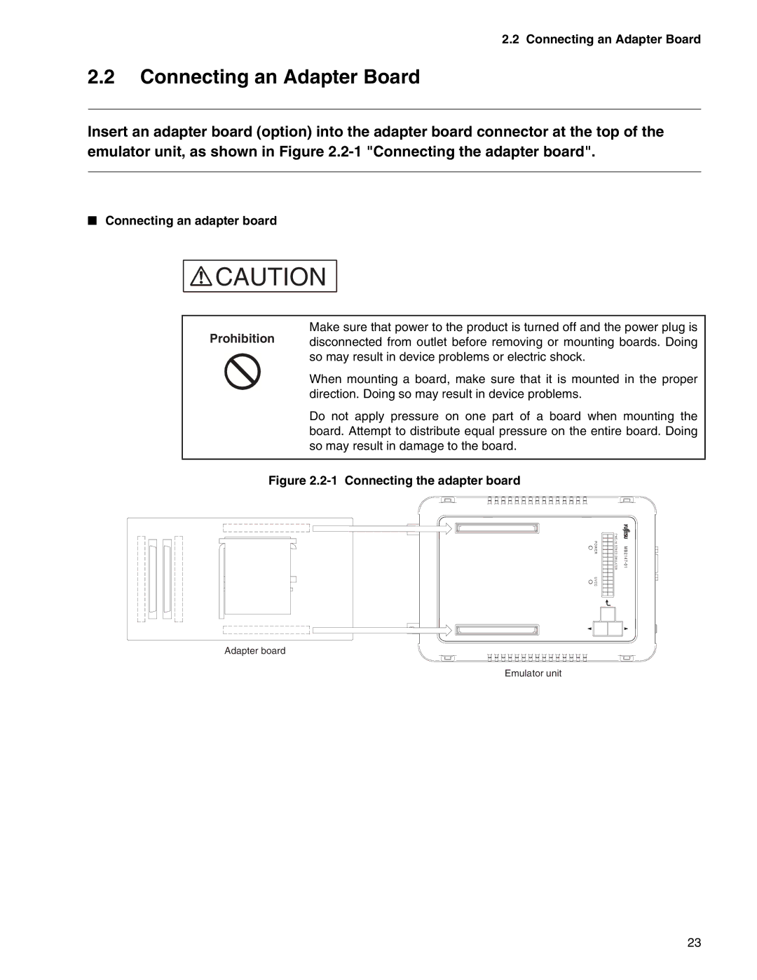 Fujitsu MB2147-01 manual Connecting an Adapter Board 