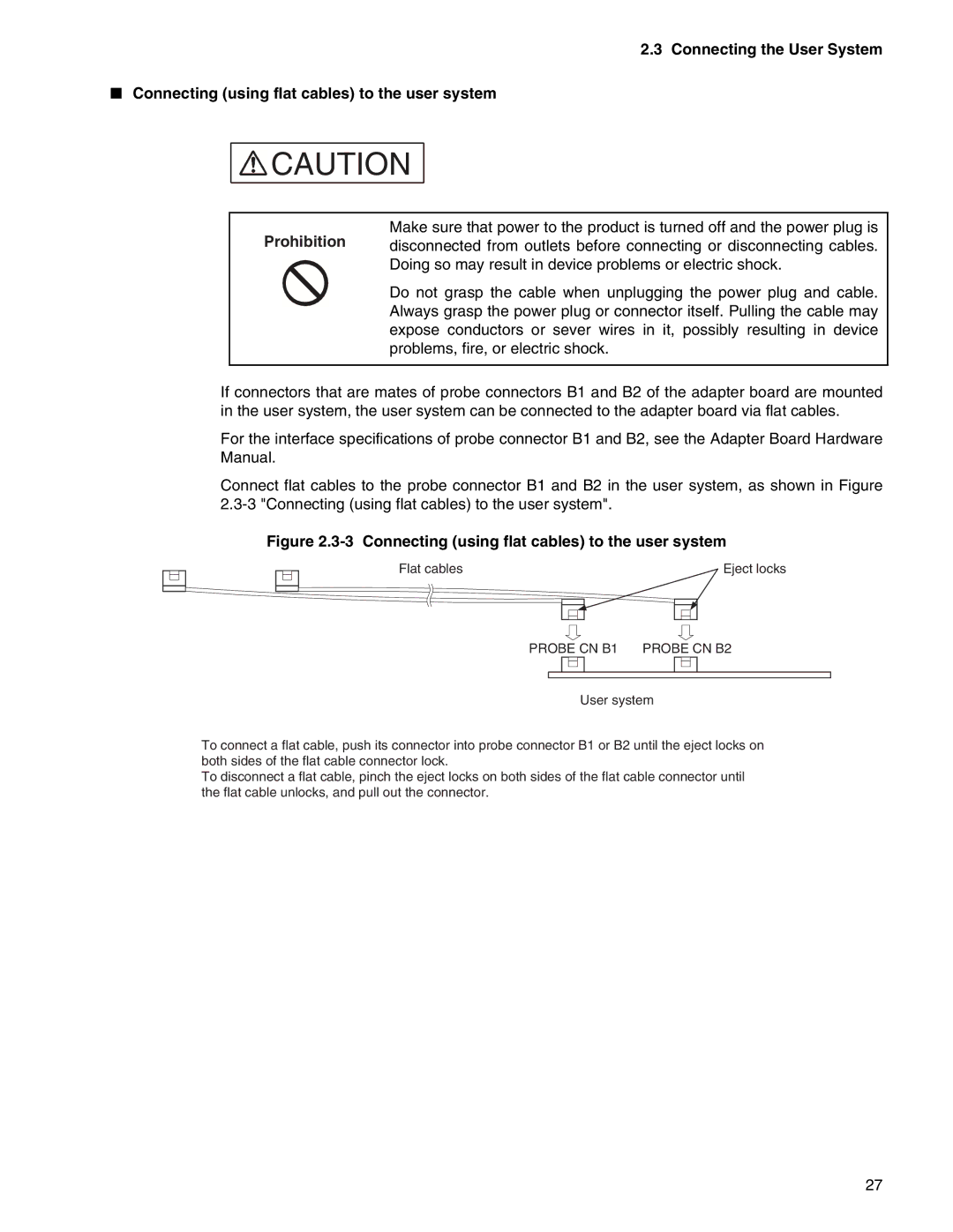 Fujitsu MB2147-01 manual Connecting using flat cables to the user system 