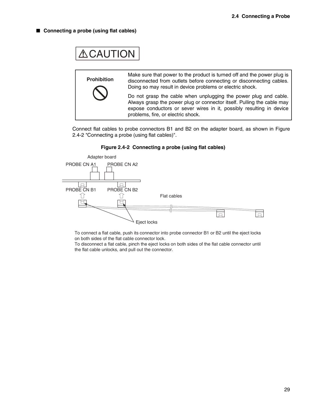 Fujitsu MB2147-01 manual Connecting a Probe Connecting a probe using flat cables 