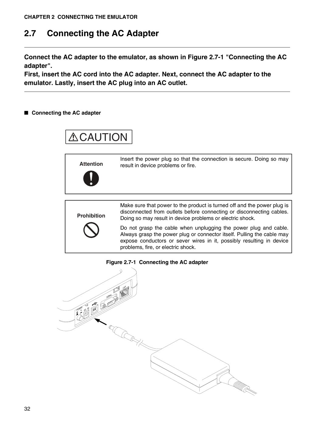 Fujitsu MB2147-01 manual Connecting the AC Adapter, Connecting the AC adapter 