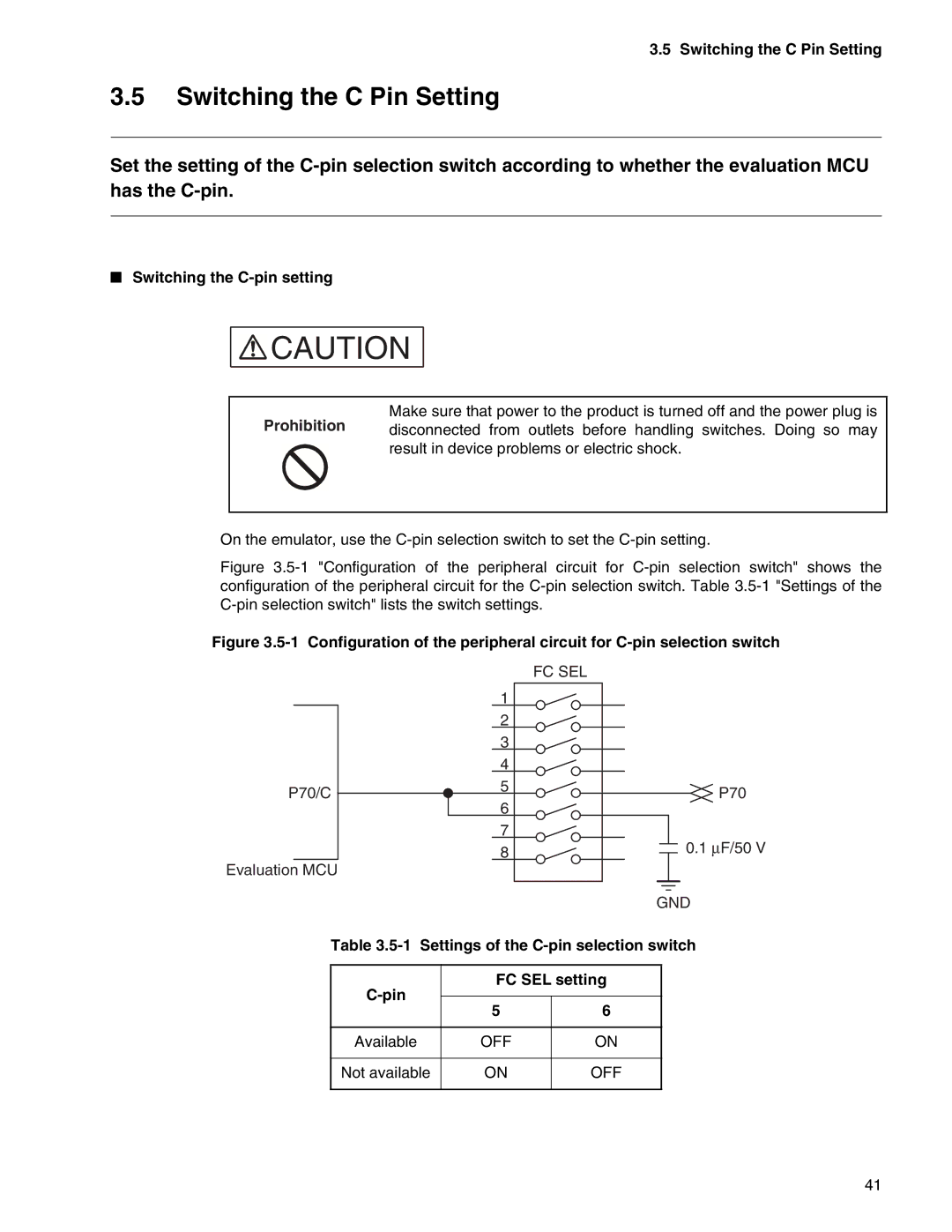 Fujitsu MB2147-01 manual Switching the C Pin Setting, Switching the C-pin setting 