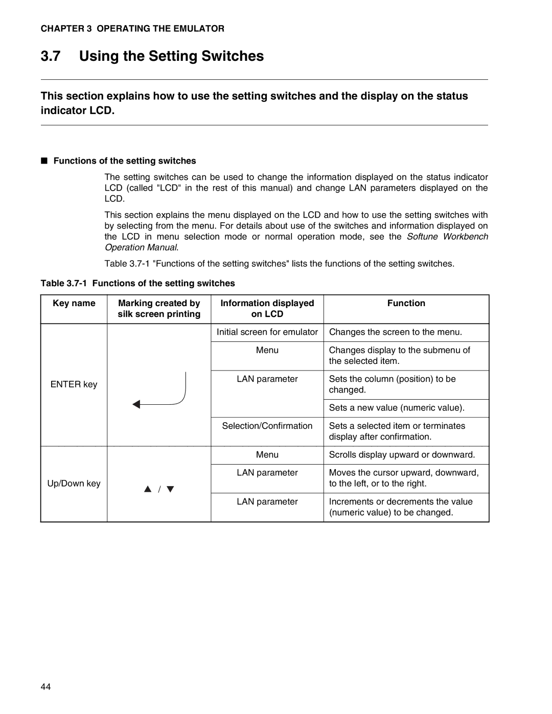 Fujitsu MB2147-01 manual Using the Setting Switches, Functions of the setting switches 