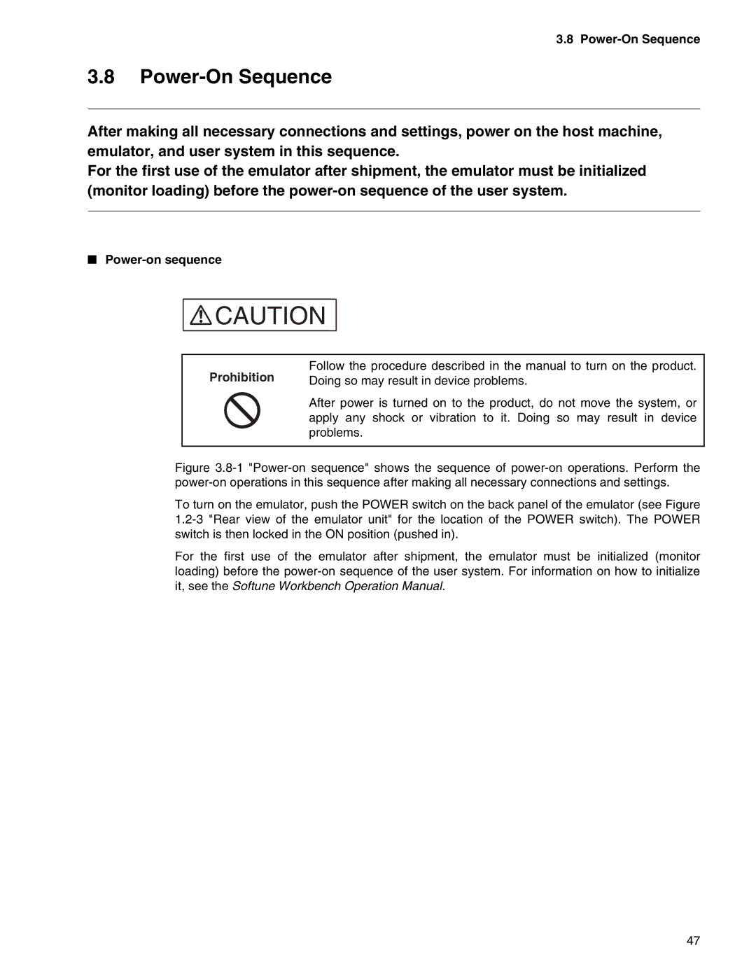 Fujitsu MB2147-01 manual Power-On Sequence, Power-on sequence Prohibition 