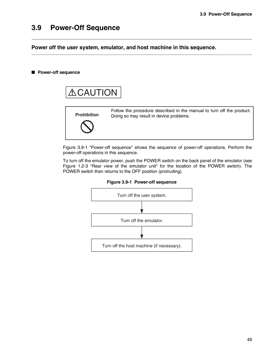 Fujitsu MB2147-01 manual Power-Off Sequence, Power-off sequence Prohibition 