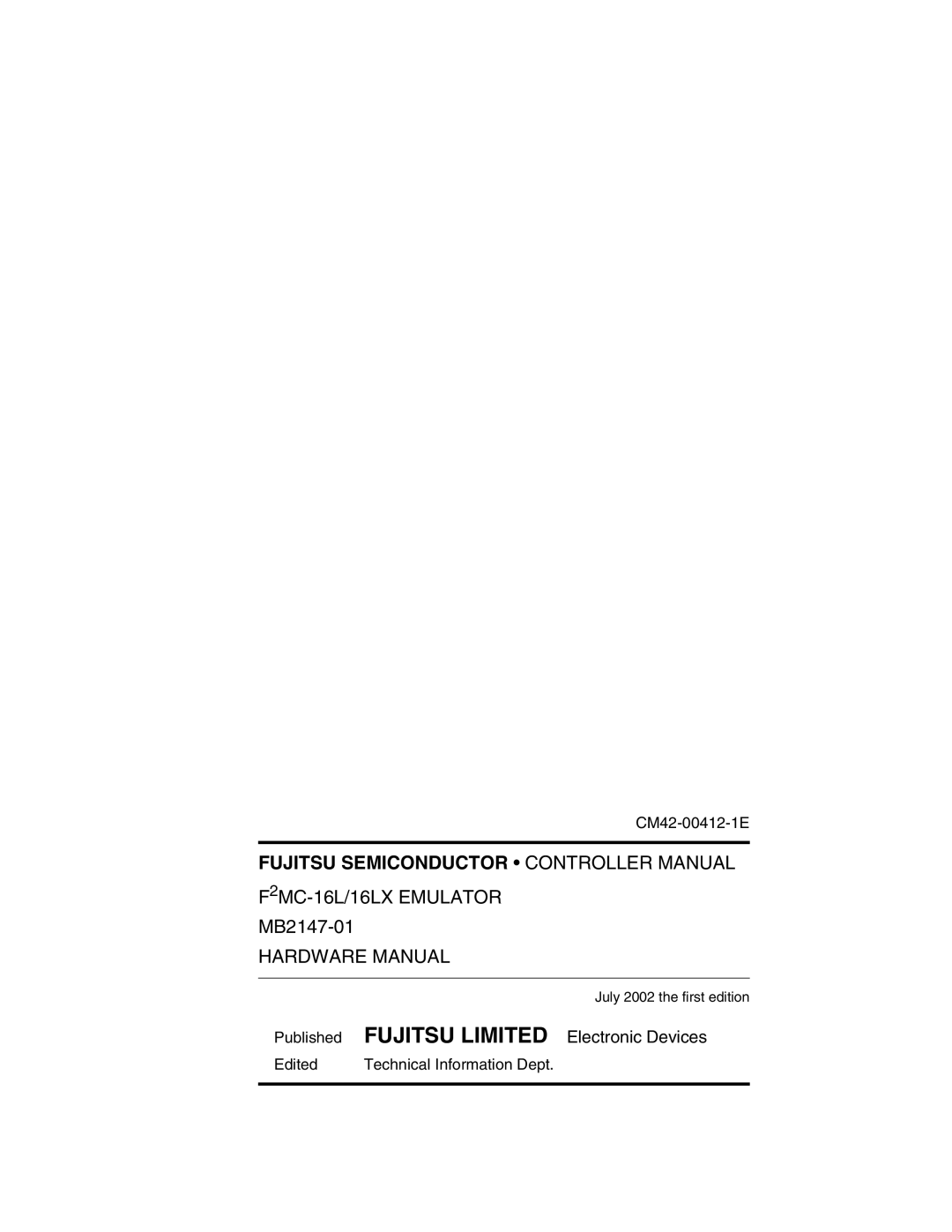 Fujitsu MB2147-01 manual Fujitsu Semiconductor Controller Manual 